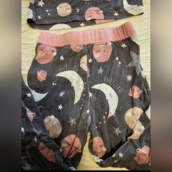 Little Sleepies Moon and Stars Pajama Set - Pink and Black - Picture 3 of 4